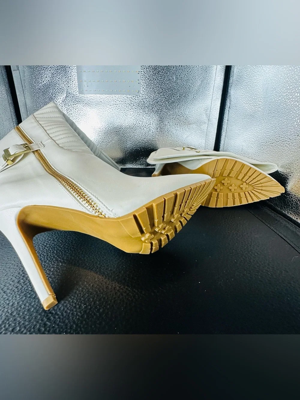 White Faux Leather Over-the-Knee Stiletto Boots